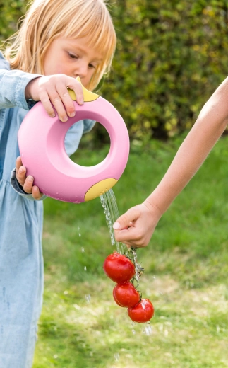 Quut set de jardinage pour enfants avec ballon, arrosoir, râteau et pelle jaune et rose