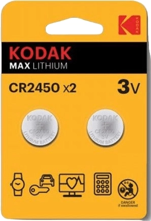 Pile bouton lithium Kodak CR2450 3 V, lot de 2