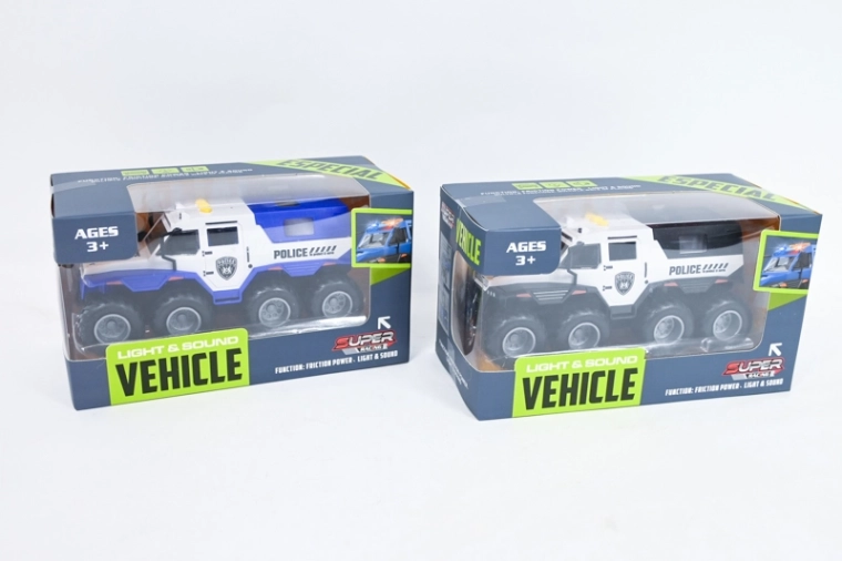 Véhicule tout-terrain de police pour enfants à 8 roues avec lumière et son