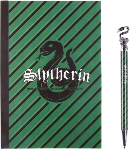 Carnet A5 et stylo à bille au motif Slytherin