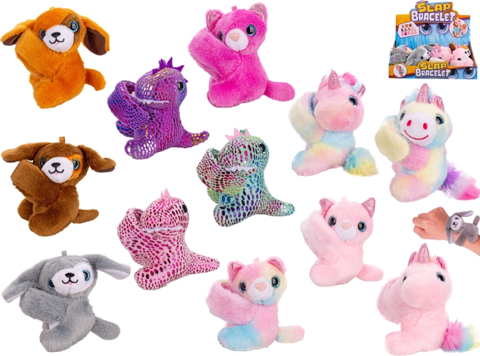 Bracelet peluche auto-enroulant avec animal pour enfants