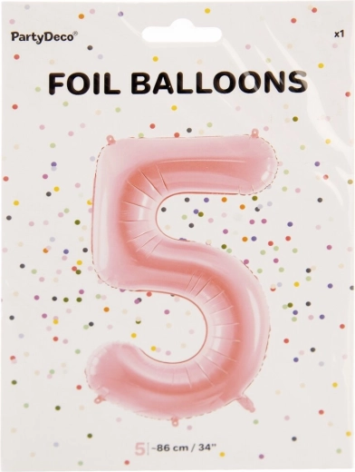 Ballon en aluminium chiffre 5 rose 86 cm