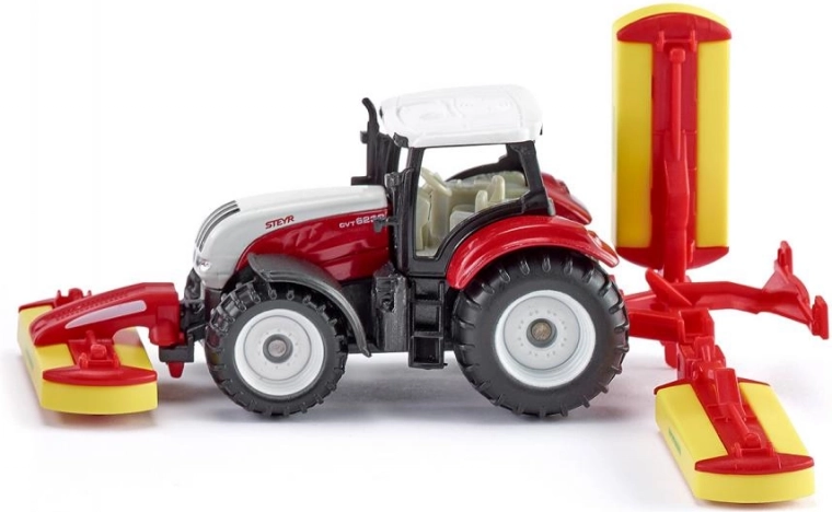 Siku Farmer tracteur Steyr avec faucheuses Pöttinger – modèle en métal