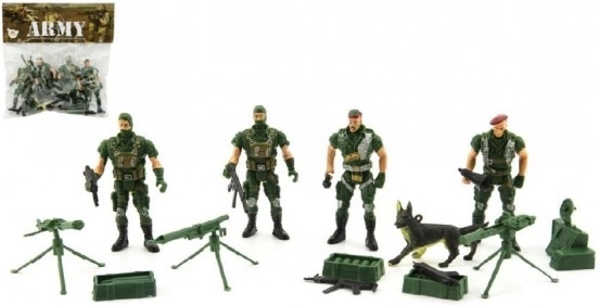 ensemble de petits soldats avec accessoires, 4 pcs, plastique