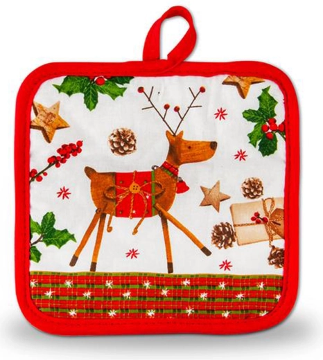 Dessous de plat en coton de Noël TORO, 17 × 17 cm, motifs assortis