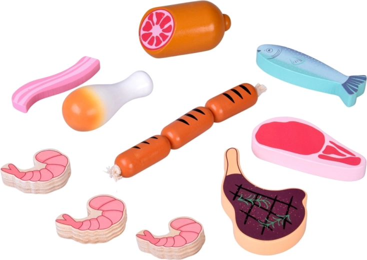 Ensemble réaliste de viandes et fruits de mer