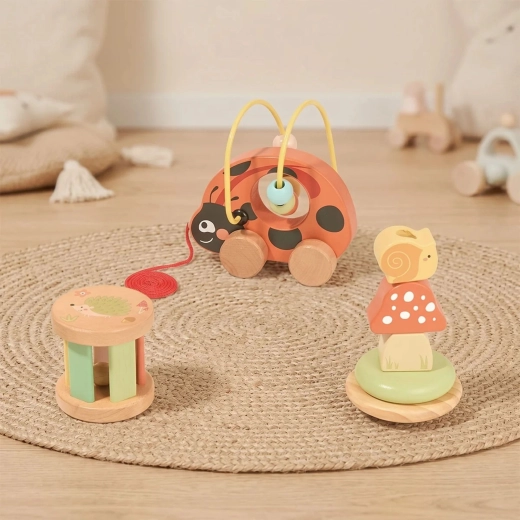 Coccinelle à tirer avec labyrinthes de motricité