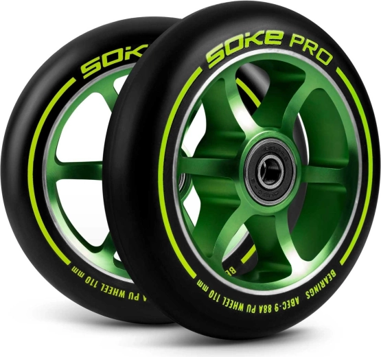 Roues de trottinette 110 mm vert citron SOKE – lot de 2 pcs
