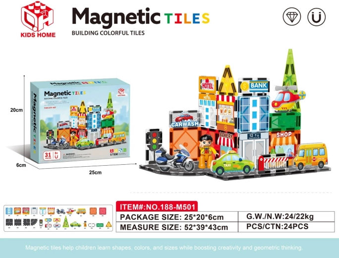 Jeu de construction magnétique ville, 31 pièces