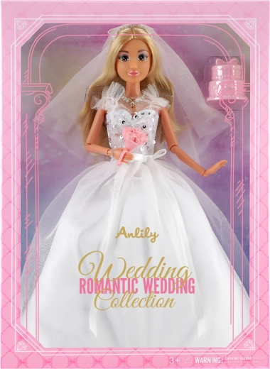 Poupée de mode en robe de mariée avec bouquet