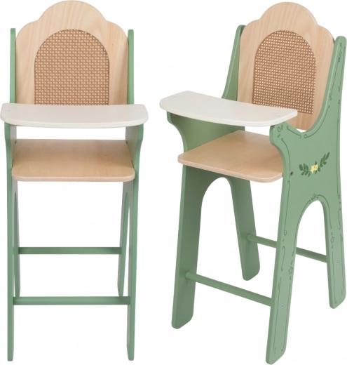 Chaise haute vintage en bois pour poupées