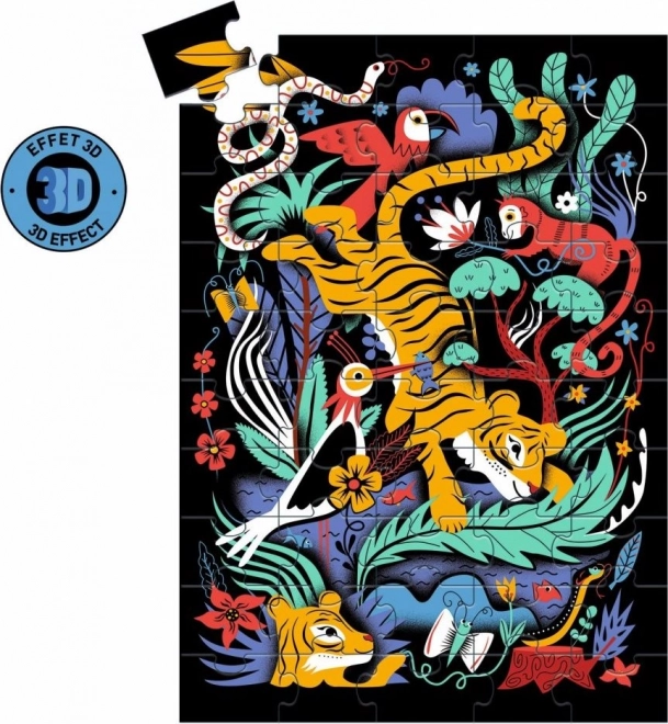 Puzzle tigre avec lunettes 3D, 50 pièces