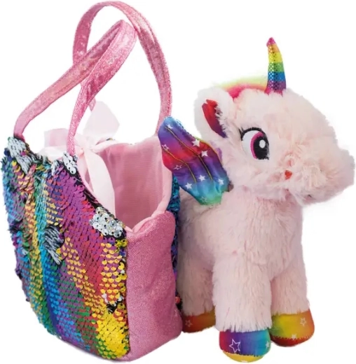 Ensemble licorne – peluche et sac avec sequins magiques