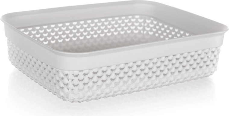Panier en plastique aspect rotin blanc 2,2 l 24,5 × 19,5 × 6 cm