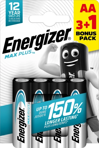 Energizer Max Plus AA piles alcalines 3+1 gratuit, 4 pcs