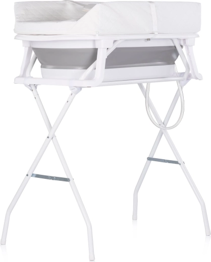 Chipolino Sonata baignoire bébé pliable avec matelas à langer et support gris