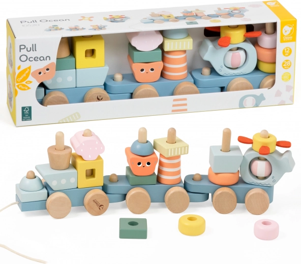 Train à tirer en bois Ocean CLASSIC WORLD – puzzle Montessori