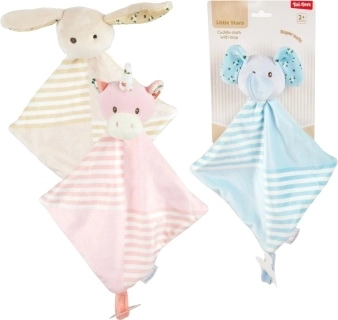 Doudou en peluche avec animaux et attache pour tétine