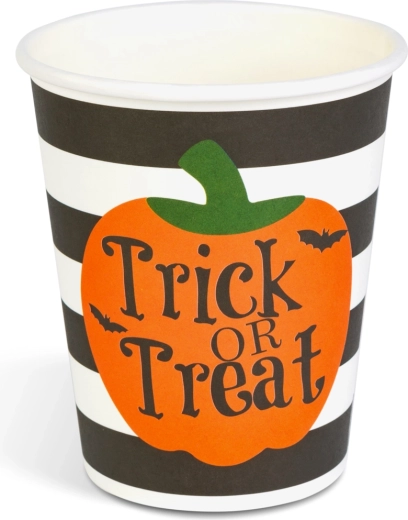 Gobelets en papier d’Halloween avec citrouilles 250 ml, 8 pièces