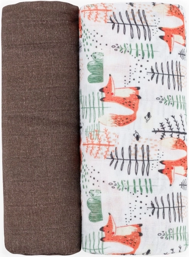 Petite&Mars langes en mousseline de bambou Misty Forest Fox 120 × 120 cm (2 pièces)