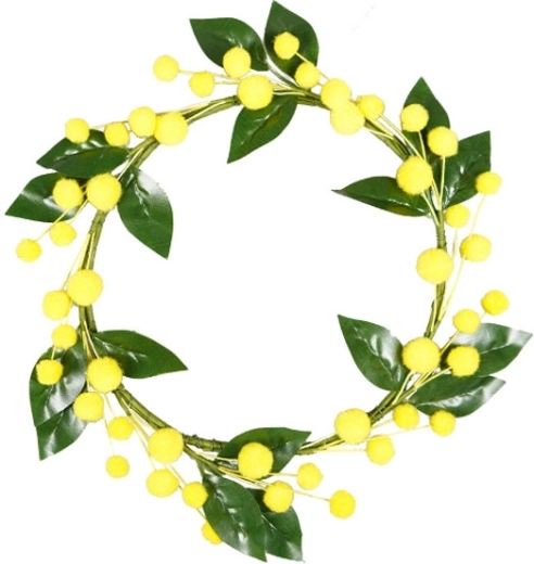 Couronne décorative de printemps avec boules jaunes