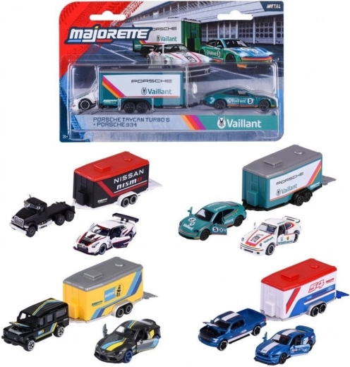 Majorette Racing Deluxe Remorques – set de 2 voitures et remorque 1:64