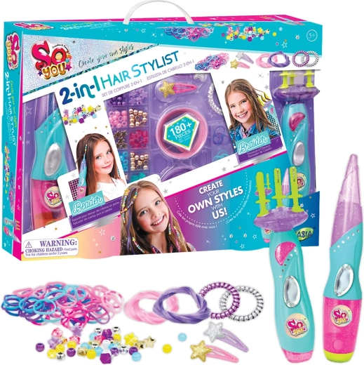 Coffret Tasia 2-en-1 pour tresser et décorer les cheveux (180 pièces)