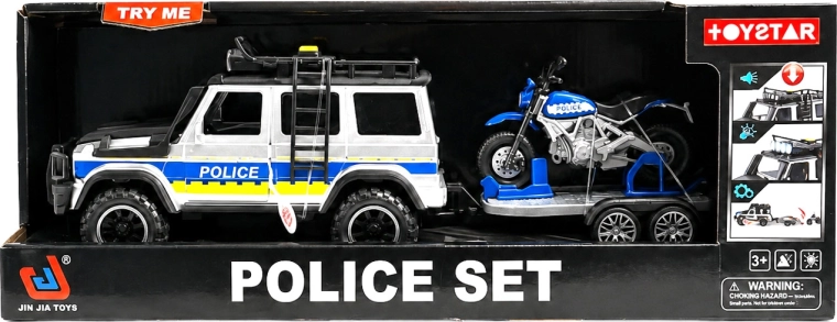 Véhicule tout-terrain de police avec remorque et moto - 1 pièce