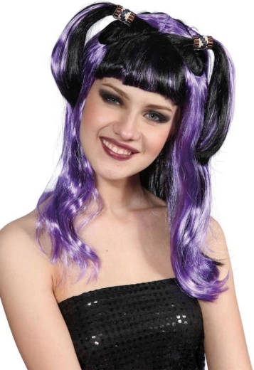 Perruque de carnaval violet-noir pour adultes - 1 pièce
