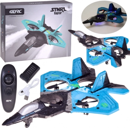 Drone RC Raptor avec protections d’hélices et éclairage LED – bleu