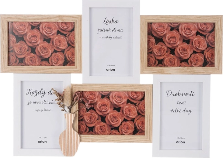 Cadre photo collage en bois beige pour 6 photos 46 × 32 cm