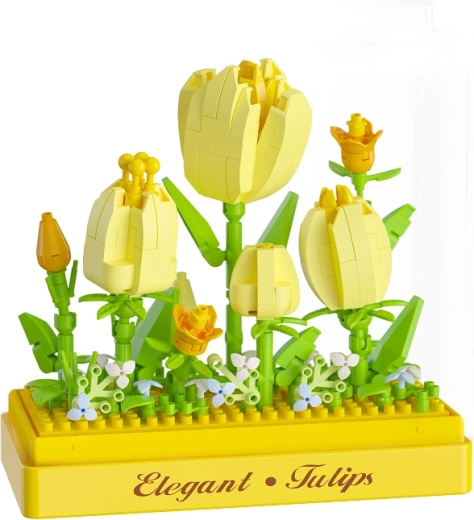 Décoration de tulipes jaunes en briques
