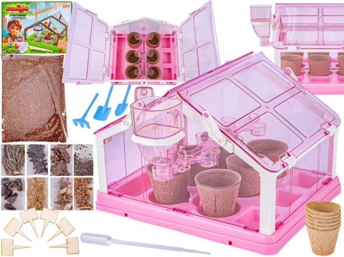 Mini serre pour enfants avec accessoires rose