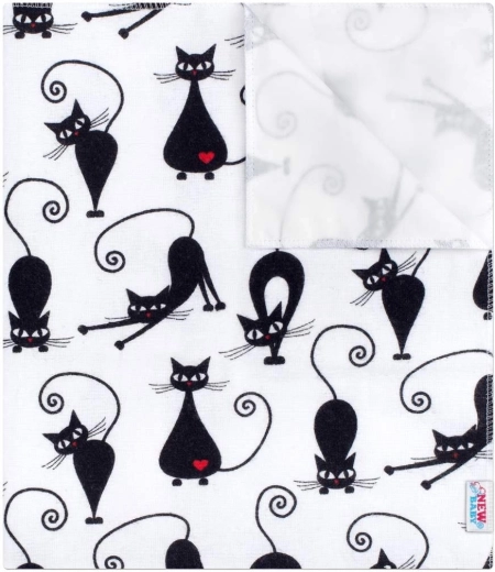 New Baby alèse en flanelle imperméable blanche avec chat noir