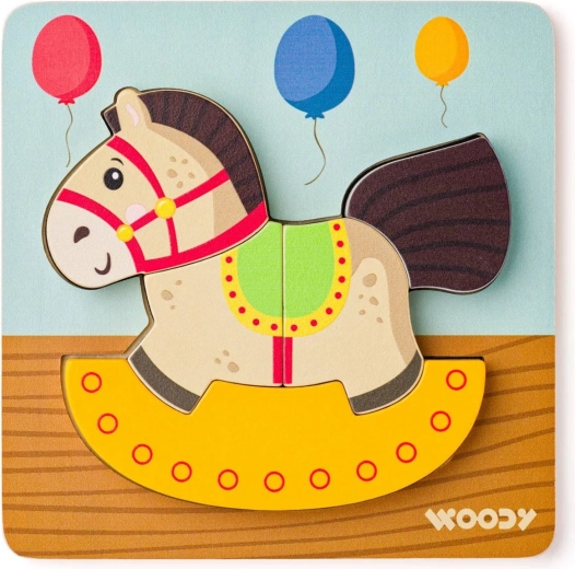 Puzzle encastrable en bois WOODY Baby – petit cheval – 5 pièces