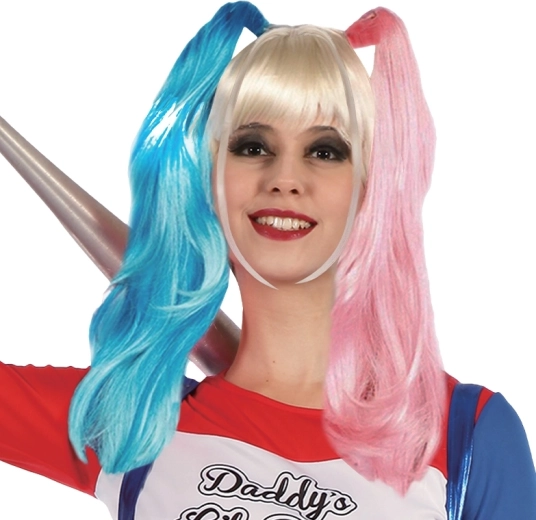 Perruque pour enfants Harley Quinn – perruque de carnaval noir‑rouge