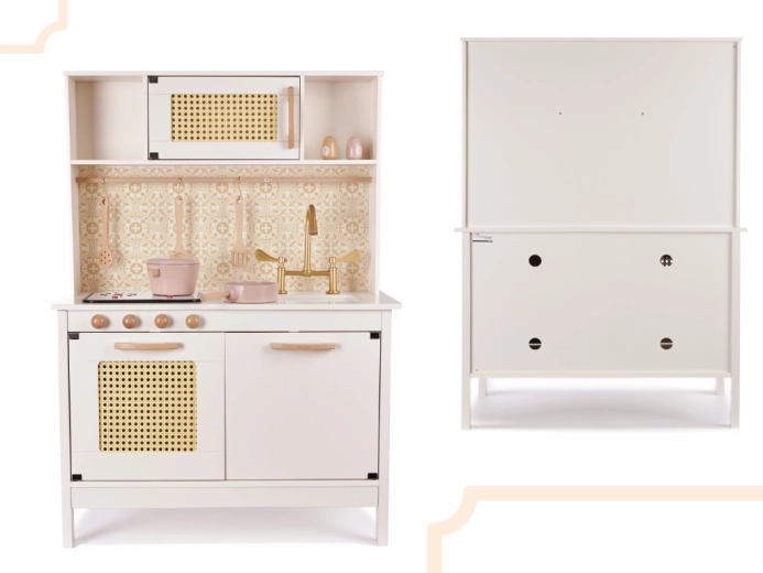 Détails en rotin et espaces de rangement malins