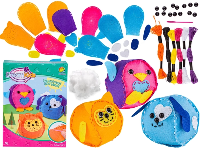 Kit créatif de couture en feutrine – animaux domestiques (3 peluches)