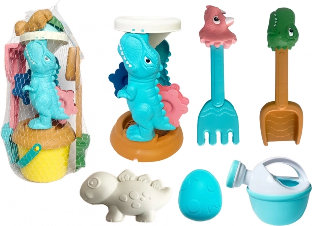 Ensemble de sable pour enfants avec moulin à sable dinosaure, seau et moules