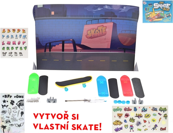 Kit créatif pour fingerboard 9,5 cm – assemblage et décoration, 4 planches
