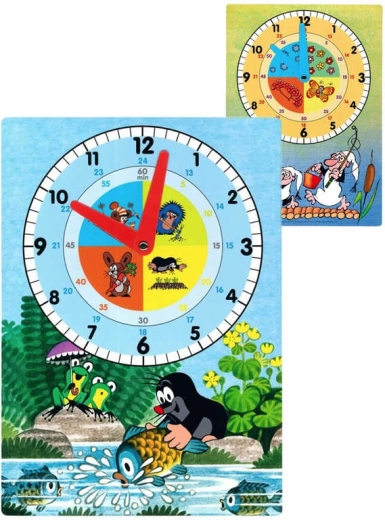 Horloge pédagogique en papier AKIM A4 avec motifs pour enfants - 1 pièce