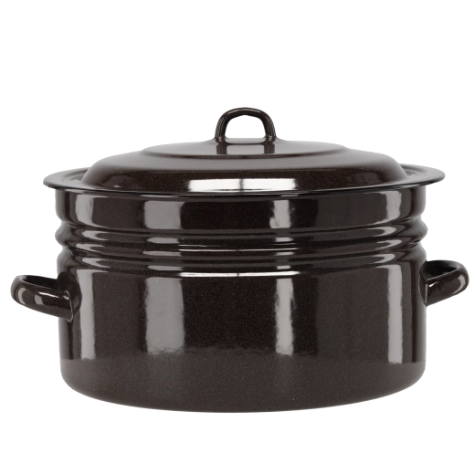 Marmite émaillée 25 l, diamètre 40 cm, marron avec couvercle
