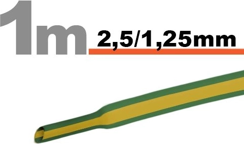 Gaine thermorétractable jaune-verte 2,5 / 1,25 mm