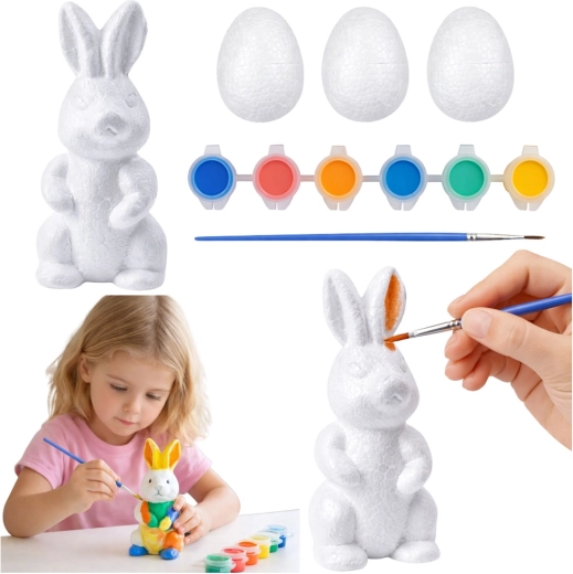 Kit de peinture de Pâques avec un lapin, 3 œufs et des peintures