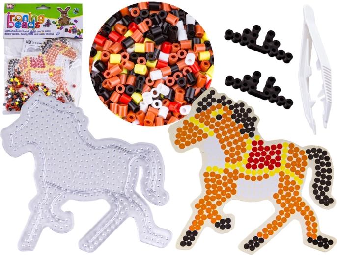 Perles à repasser avec gabarit – petit cheval brun sellé