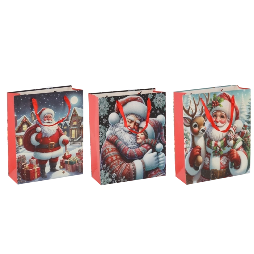 Sacs cadeaux de Noël Père Noël 42 × 48 × 16 cm, lot de 12 pièces