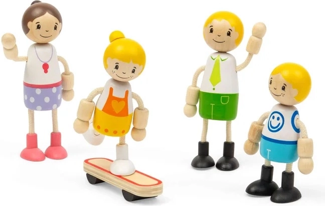 Set familial de 4 figurines avec skateboard