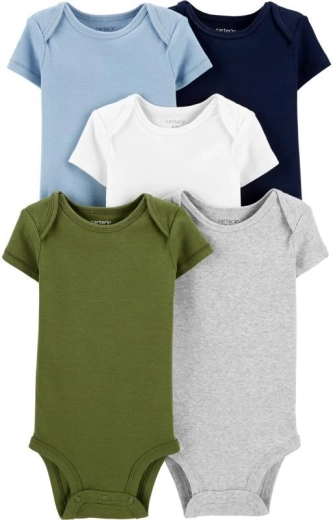 Body bébé garçon Carter’s à col cache-cœur et manches courtes, assortiment uni, lot de 5, taille 56 (NB)