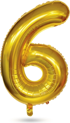 Ballon en aluminium doré en forme de chiffre 6 pour anniversaire, 40 pouces