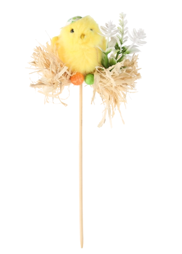 Pique de Pâques avec poussin dans un nid de paille 5 × 23 cm, assortiment de 3 designs (12 pcs)